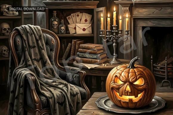 Download Spooky Living Room Halloween Decor Art - Halloween decor Collection