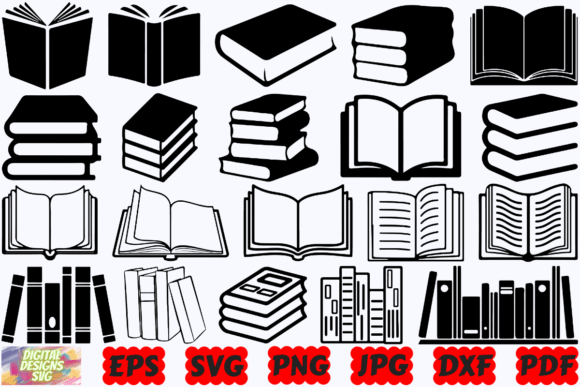 Download Books SVG | Books Silhouette | Cut Files - Premium Resources