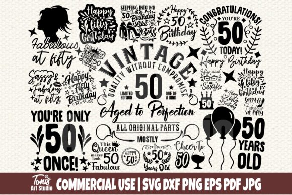 Download 50th Birthday SVG Bundle, Fifty Birthday - Premium Resources